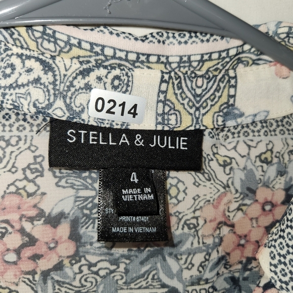 Stella & Ivy Floral Maxi Dress Size 4 Light Blue and Pink Flower - Picture 3 of 9